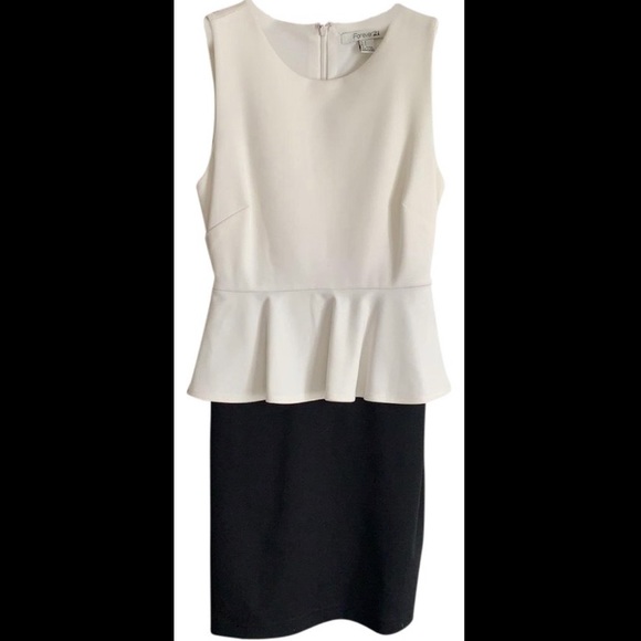 Forever 21 Dresses & Skirts - F21 black and white peplum dress M
